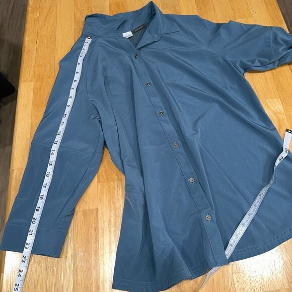 Columbia Blue Omni-Wick Button Front Top Womens XL Utility Roll Tab Sleeves - Picture 8 of 10